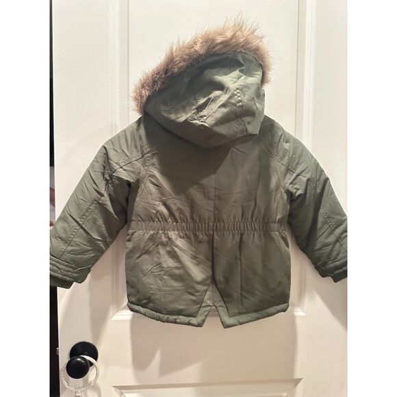Carter's Army Green Puffer Unisex Parka Jacket w/ Faux Fur Size S/4 - Picture 8 of 12